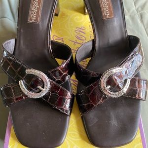 Brighton “Tamyra” croc heel sandals